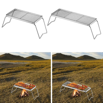 Folding Campfire Grill Compact Lightweight Multiuse Foldable Firepit Grill Grate for Barbecue Camping Fishing Picnic Backpacking