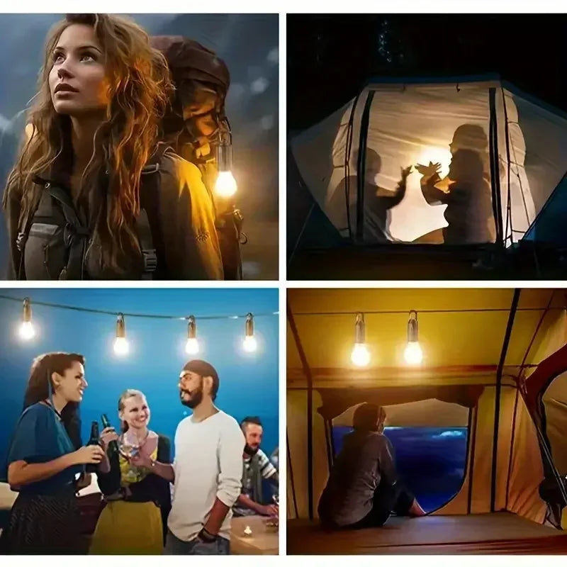 Camping Lights with 3 Modes Solar/USB Rechargeable Portable Hanging Tent Lights Outdoor LED Bulbs Solar Lights for Hiking