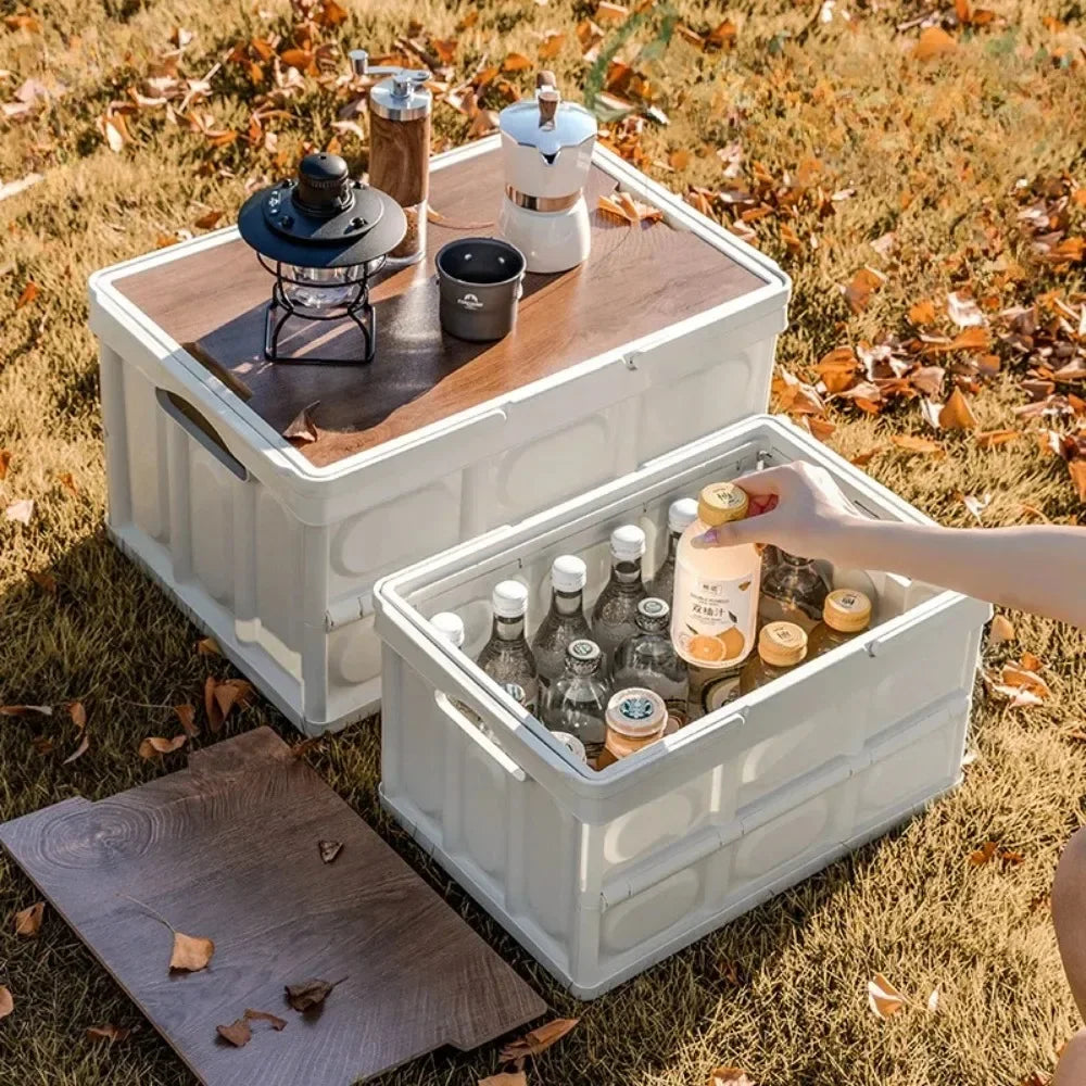 Camping Storage Box Outdoor Picnic Bin Stackable Trunk with Lid Storage Boxes Travel Multi Functional Foldable Boxes Organizer