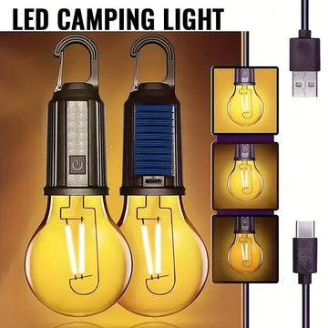 Camping Lights with 3 Modes Solar/USB Rechargeable Portable Hanging Tent Lights Outdoor LED Bulbs Solar Lights for Hiking