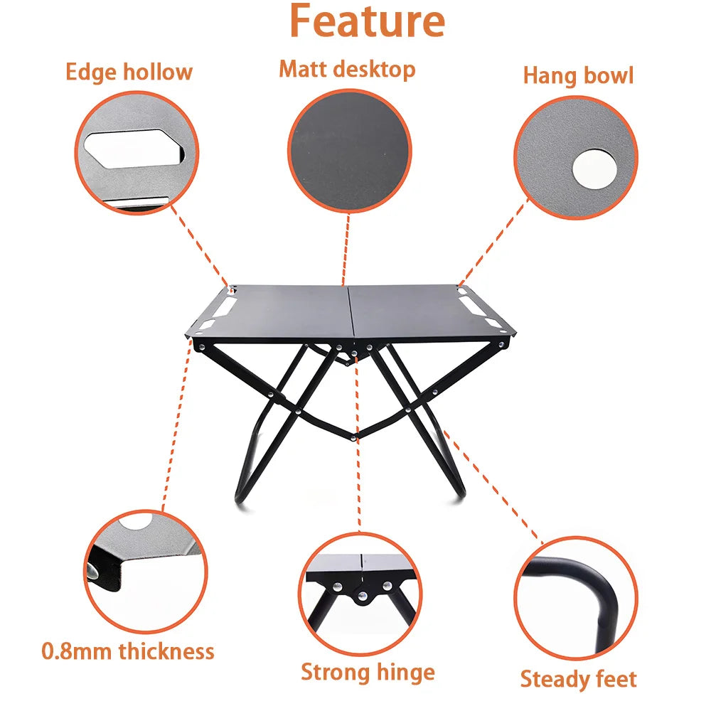 Portable  Picnic Table Beach Tables camping Table for Sand Foldable Edge With Hollowing Hangable items More Convenient