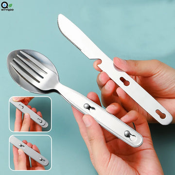 1 Set Stainless Steel Folding Camping Cutlery,Compact & Durable for Camping,Hiking,Picnics, BBQs,Camping Essentials