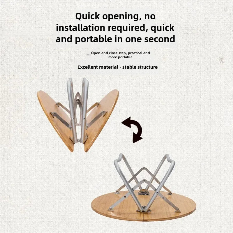 MOUNTAINHIKER Outdoor Camping Bamboo Folding Table, Portable Folding Table, Outdoor Dining Table, Picnic BBQ Table, Quick Storag