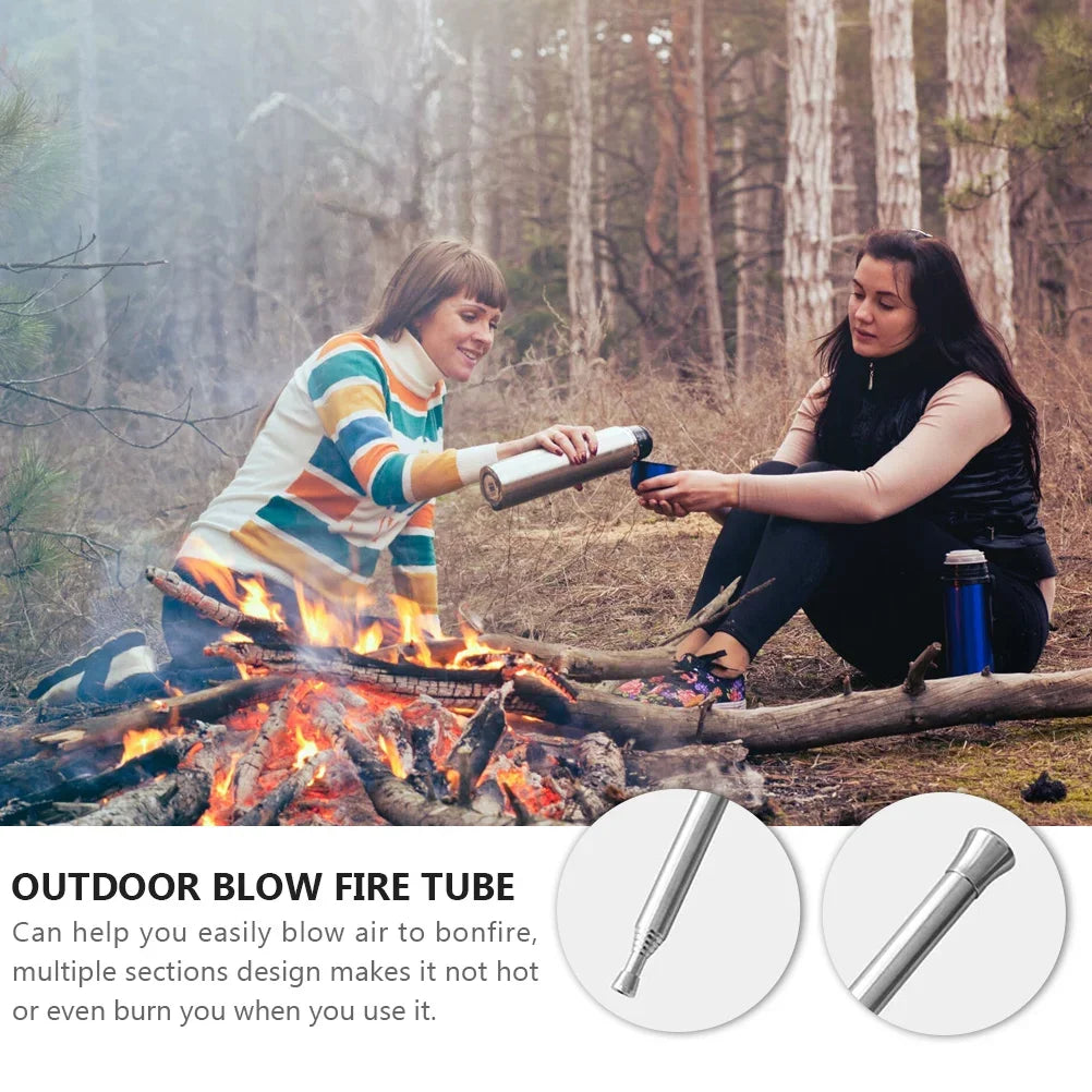Fire Tube Blow Tool Pipe Camping Blower Collapsible Campfire Bellows Outdoor Telescopic Bellowing Survival Starter Pocket Gear